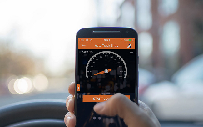 Driver using TMC Mileage Track App